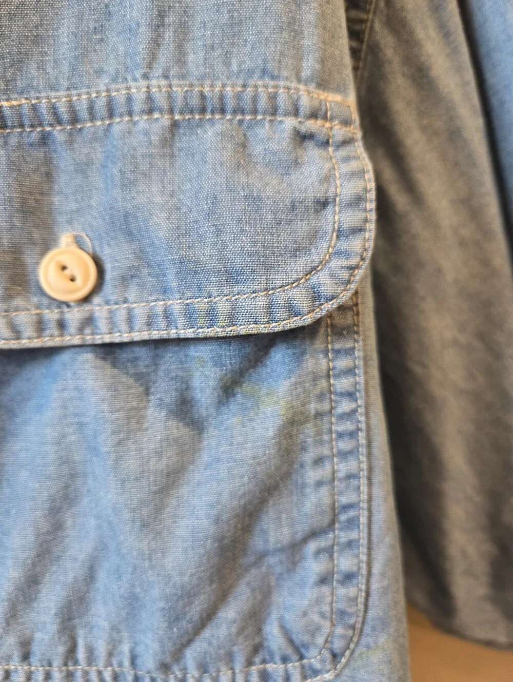 GAP Light Blue Denim Long Button Down Shirt - Size XL